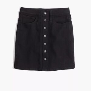 MADEWELL | Black Button-Front stretch Denim Skirt